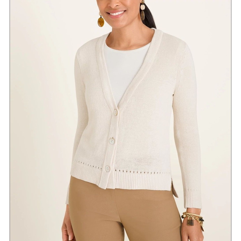 Chico's Button-Front Cardigan Sweater‎ Knitwear Neutral Color SMALL